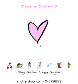 Love on Christmas / Heart illustration / hand drawn in vector