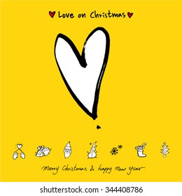 Love on Christmas / Heart illustration / hand drawn in vector