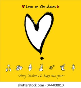 Love on Christmas / Heart illustration / hand drawn in vector