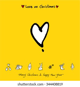 Love on Christmas / Heart illustration / hand drawn in vector