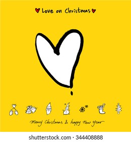 Love on Christmas / Heart illustration / hand drawn in vector
