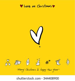 Love on Christmas / Heart illustration / hand drawn in vector