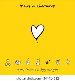 Love on Christmas / Heart illustration / hand drawn in vector