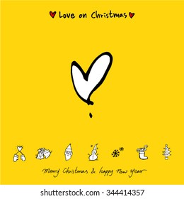 Love on Christmas / Heart illustration / hand drawn in vector