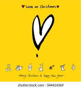 Love on Christmas / Heart illustration / hand drawn in vector