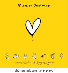 Love on Christmas / Heart illustration / hand drawn in vector