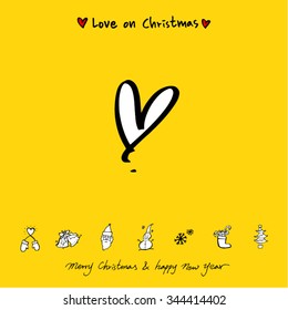 Love on Christmas / Heart illustration / hand drawn in vector