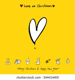 Love on Christmas / Heart illustration / hand drawn in vector