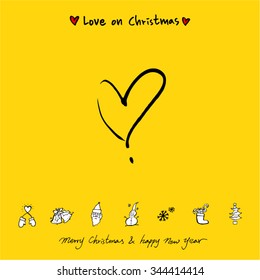 Love on Christmas / Heart illustration / hand drawn in vector
