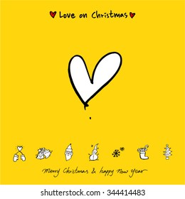 Love on Christmas / Heart illustration / hand drawn in vector