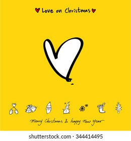 Love on Christmas / Heart illustration / hand drawn in vector