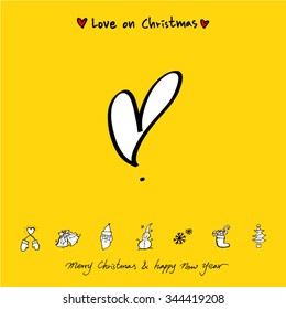 Love on Christmas / Heart illustration / hand drawn in vector