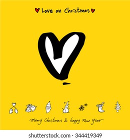 Love on Christmas / Heart illustration / hand drawn in vector
