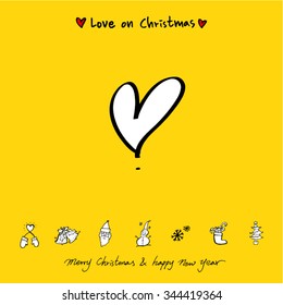 Love on Christmas / Heart illustration / hand drawn in vector