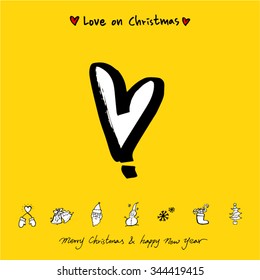 Love on Christmas / Heart illustration / hand drawn in vector