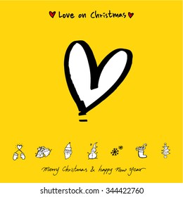 Love on Christmas / Heart illustration / hand drawn in vector