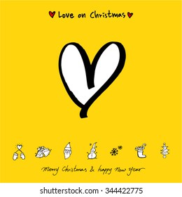 Love on Christmas / Heart illustration / hand drawn in vector
