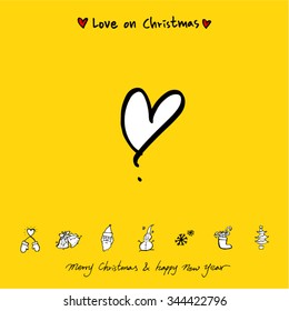 Love on Christmas / Heart illustration / hand drawn in vector