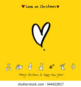Love on Christmas / Heart illustration / hand drawn in vector