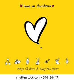 Love on Christmas / Heart illustration / hand drawn in vector