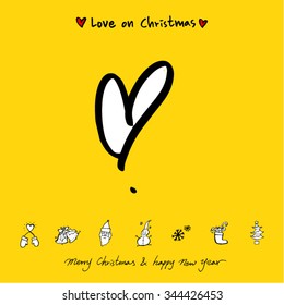 Love on Christmas / Heart illustration / hand drawn in vector