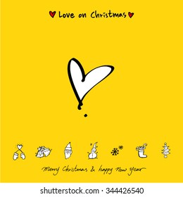 Love on Christmas / Heart illustration / hand drawn in vector