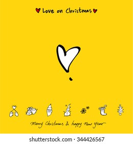Love on Christmas / Heart illustration / hand drawn in vector
