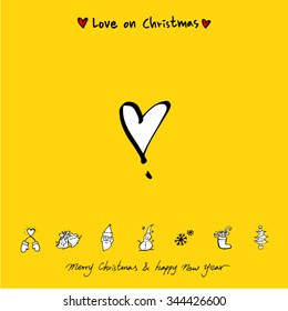 Love on Christmas / Heart illustration / hand drawn in vector