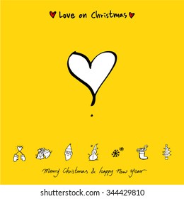 Love on Christmas / Heart illustration / hand drawn in vector