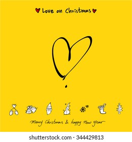 Love on Christmas / Heart illustration / hand drawn in vector