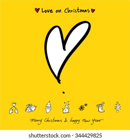 Love on Christmas / Heart illustration / hand drawn in vector