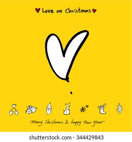 Love on Christmas / Heart illustration / hand drawn in vector