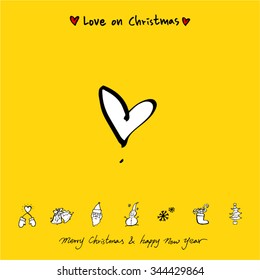 Love on Christmas / Heart illustration / hand drawn in vector