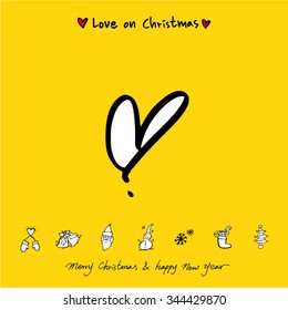 Love on Christmas / Heart illustration / hand drawn in vector