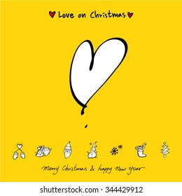 Love on Christmas / Heart illustration / hand drawn in vector