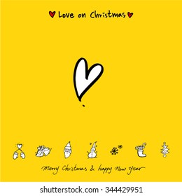 Love on Christmas / Heart illustration / hand drawn in vector