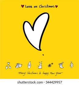Love on Christmas / Heart illustration / hand drawn in vector
