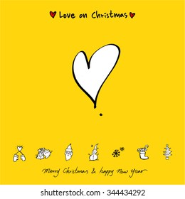 Love on Christmas / Heart illustration / hand drawn in vector