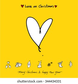 Love on Christmas / Heart illustration / hand drawn in vector