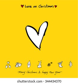 Love on Christmas / Heart illustration / hand drawn in vector