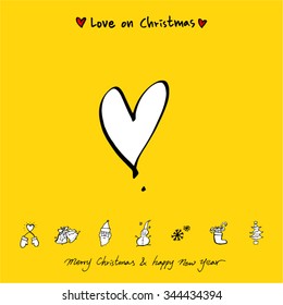 Love on Christmas / Heart illustration / hand drawn in vector