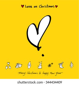 Love on Christmas / Heart illustration / hand drawn in vector