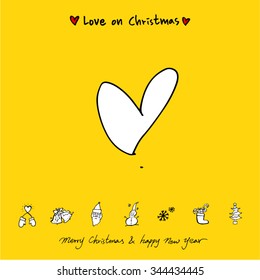 Love on Christmas / Heart illustration / hand drawn in vector