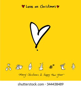 Love on Christmas / Heart illustration / hand drawn in vector