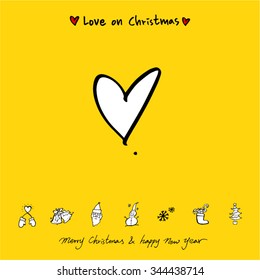 Love on Christmas / Heart illustration / hand drawn in vector