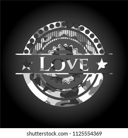 Love on grey camouflage texture