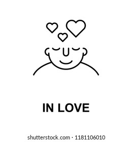 in love on mind icon. Element of human mind icon for mobile concept and web apps. Thin line in love on mind icon can be used for web and mobile