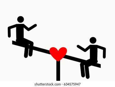 Love on a swing. Playground symbol for download. Vector icons for video, mobile apps, Web sites and print projects.