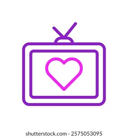 Love on TV screen vector icon
