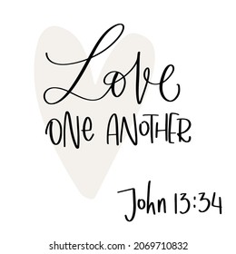 Love one another John 13:34 short Bible verse vector design, that is suitable for wedding or marriage anniversary. 